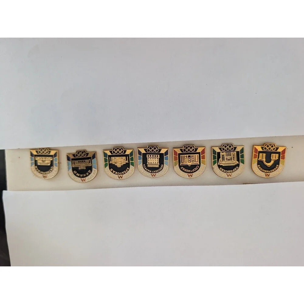 10 USSR Moscow Metro Olympic Station Enamel Pins Lot Moscow 1980 Vintage